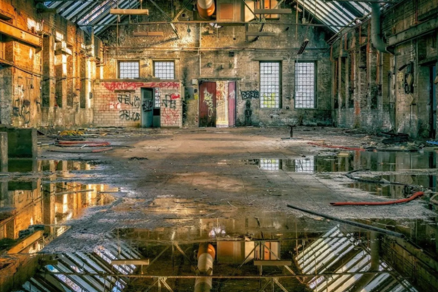 Image of the inside of a dilapidated building