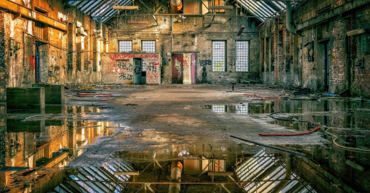Image of the inside of a dilapidated building